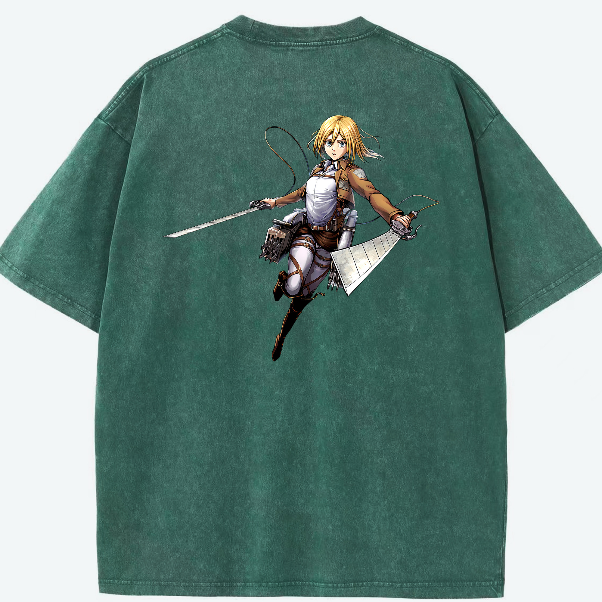 （画像用） 進撃の巨人 クリスタ·レンズ Attack on Titan Christa Lenz 綿100% ヴィンテージ風 半袖Tシャツ（背面プリント）